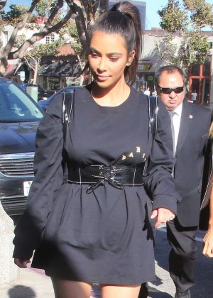 Kim Kardashian in Mini Dress at Katsuya in Brentwood
