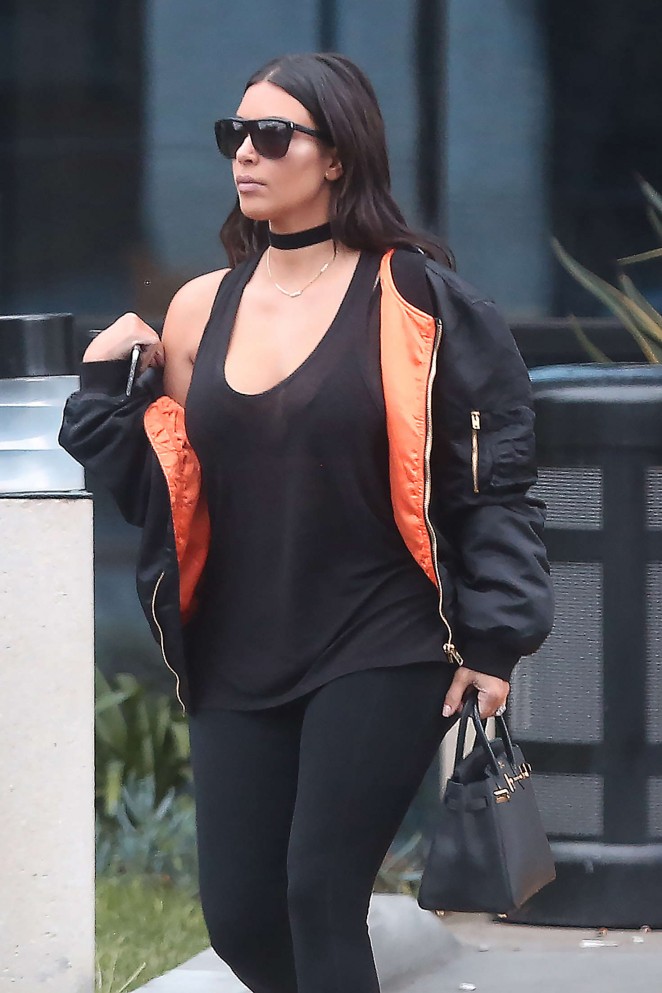 Kim Kardashian in Spandex out in Calabasas