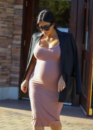 Kim Kardashian in Tight Dress out in Malibu