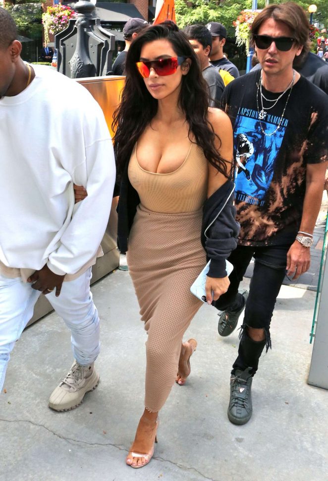 Kim Kardashian in Tight Dress out in Toronto
