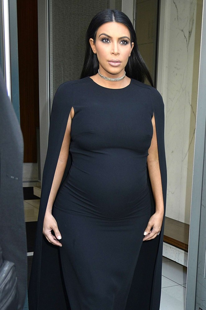 Kim Kardashian in Tight Long Dress out in NYC