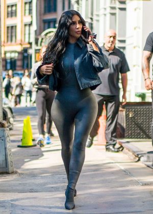 Kim Kardashian in Tights - Out in Tribeca