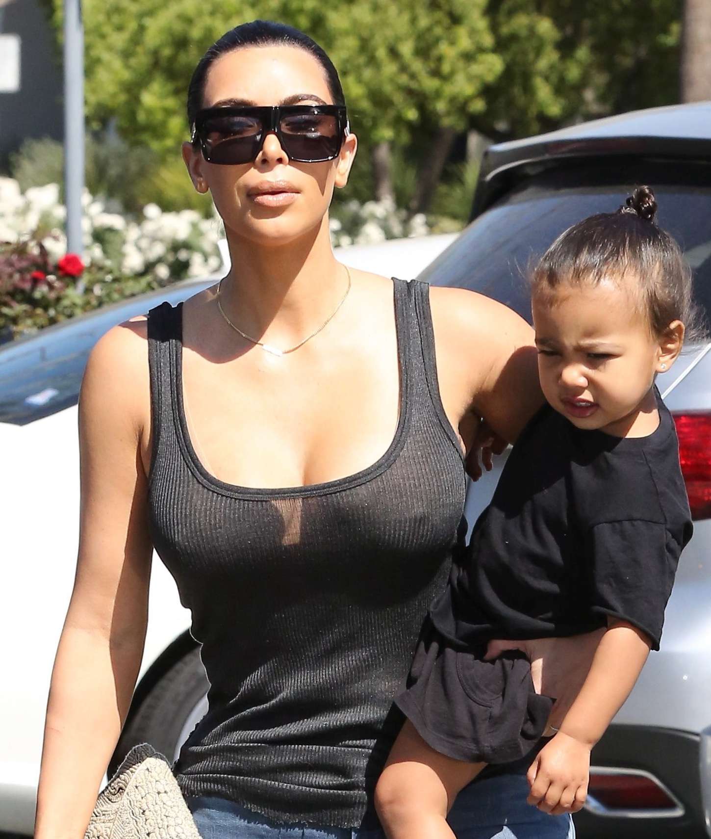 Kim Kardashian - Out with her daughter in Beverly Hills.