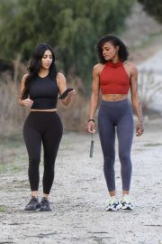 Kim Kardashian - Seen jogging with her personal trainer in Calabasas