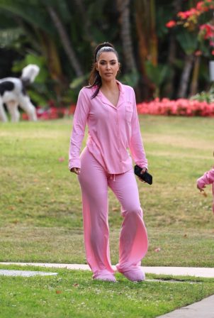 Kim Kardashian - Steps Out for a Barbie themed Pajama Birthday Party in Beverly Hills