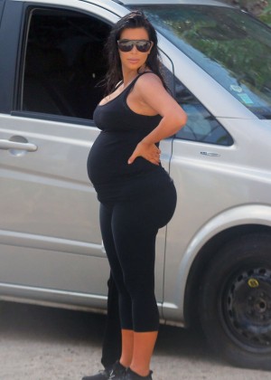 Kim Kardashian in Tights Workout in St. Barts