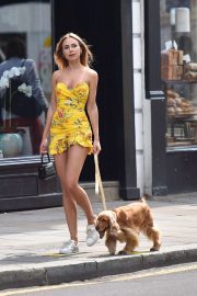 Kimberley Garner in a Short Yellow Dress - Out in Chelsea