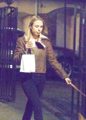 Kimberley Garner with her dog for a walk in London