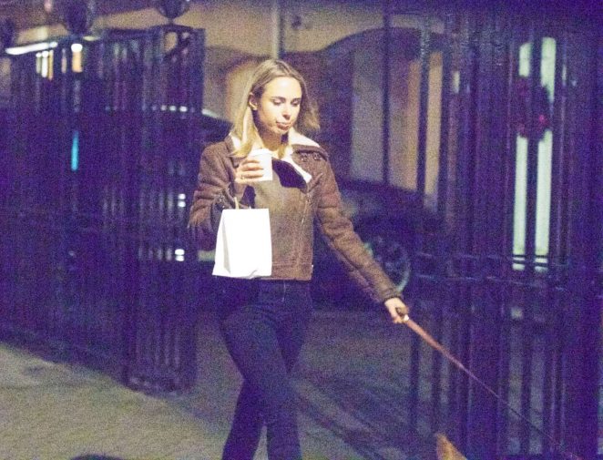 Kimberley Garner with her dog for a walk in London