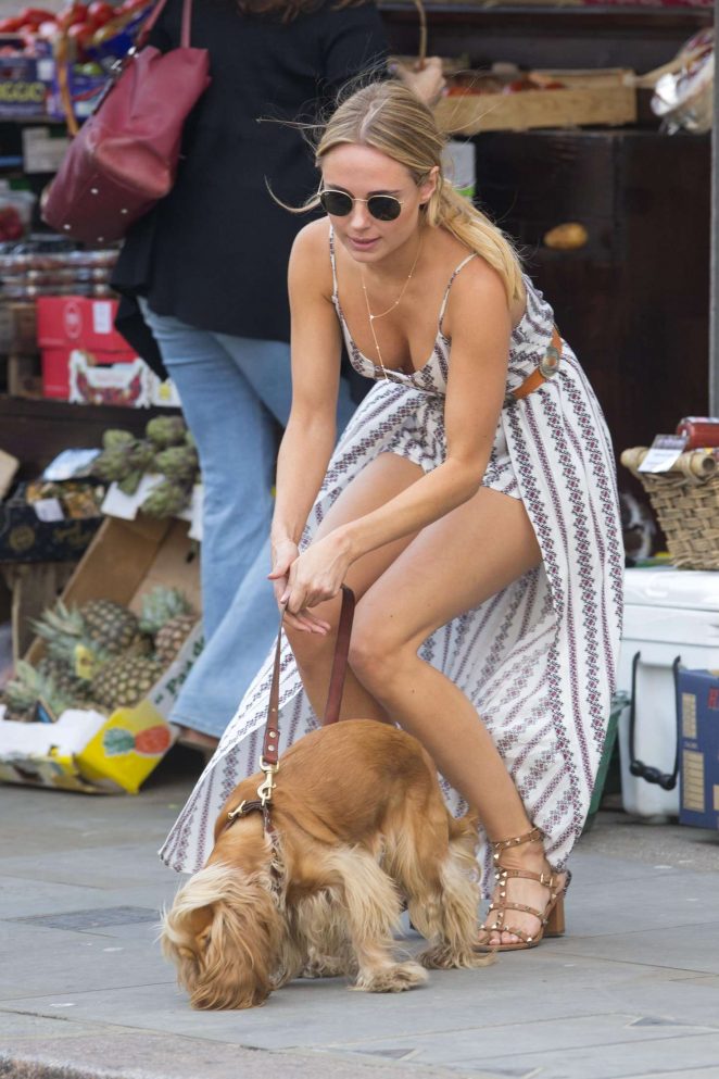 Kimberley Garner with her dog in Chelsea