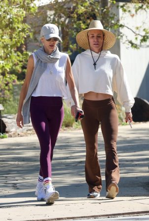 Kimberly Stewart - Seen with a friend among the serene paths of TreePeople Park in Beverly Hills