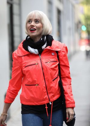 Kimberly Wyatt in Red Jacket - Out in London