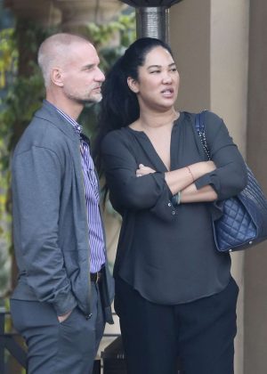 Kimora Lee Simmons with her husband at Bouchon in Beverly Hills