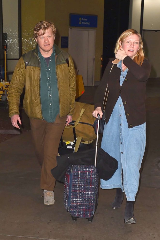 Kirsten Dunst and her fiancee Jesse Plemons at LAX Airport in LA
