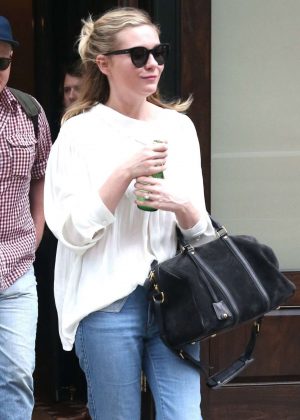 Kirsten Dunst in Jeans Leaving Her Hotel in New York
