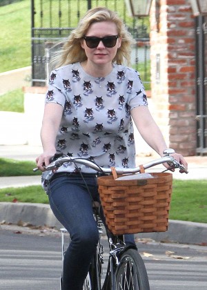 Kirsten Dunst - Riding a Bike Out in LA