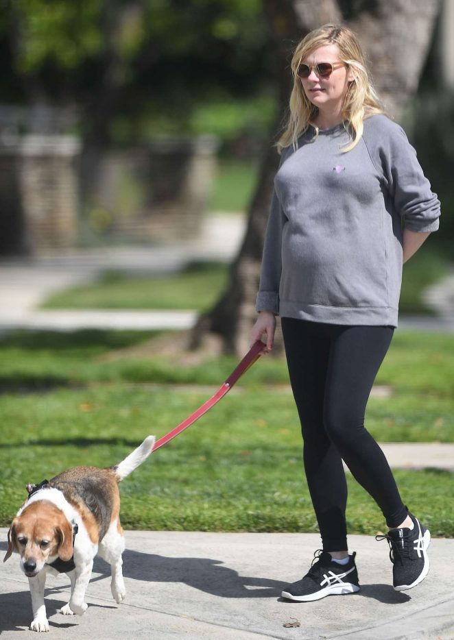 Kirsten Dunst with her dog out in LA