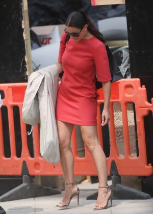 Kirsty Gallacher in Red Mini Dress - Out in London