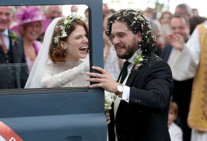 Kit Harington and Rose Leslie - Arriving at their wedding in Scotland