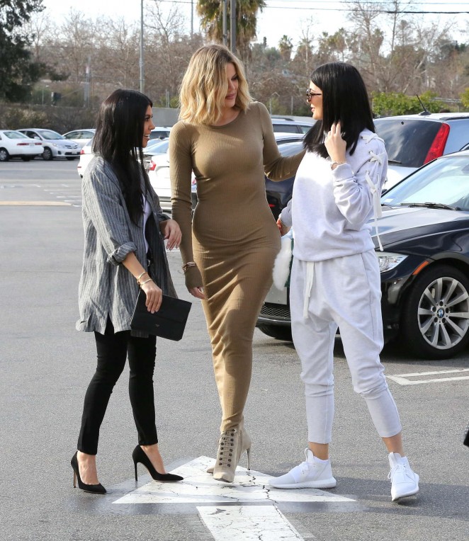 Kourtney and Khloe Kardashian and Kylie Jenner - Filming for 'Keeping Up with the Kardashians' in Calabasas