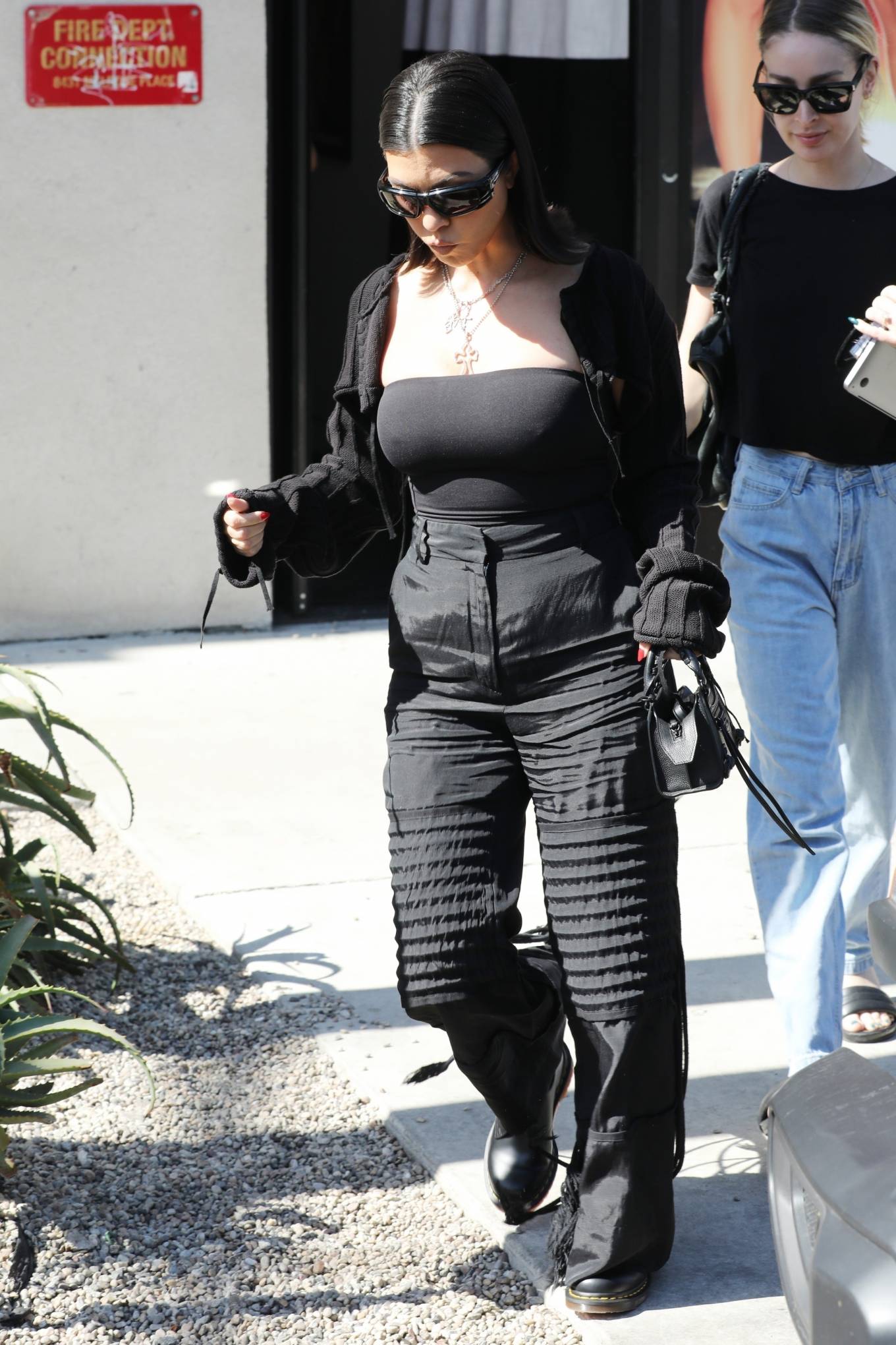 Kourtney Kardashian 2022 : Kourtney Kardashian – In all black at the BooHoo store in West Hollywood-02