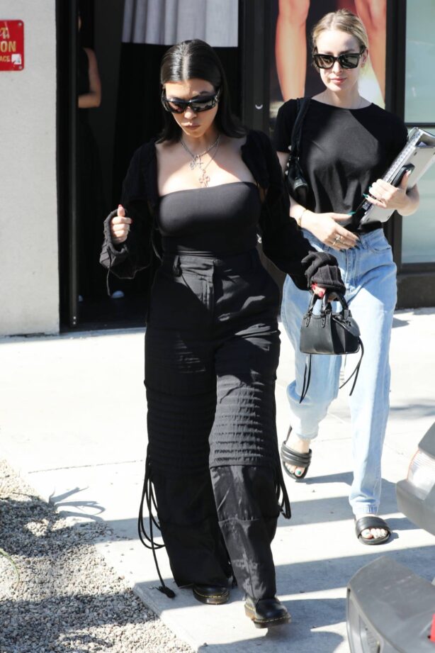 Kourtney Kardashian - In all black at the BooHoo store in West Hollywood