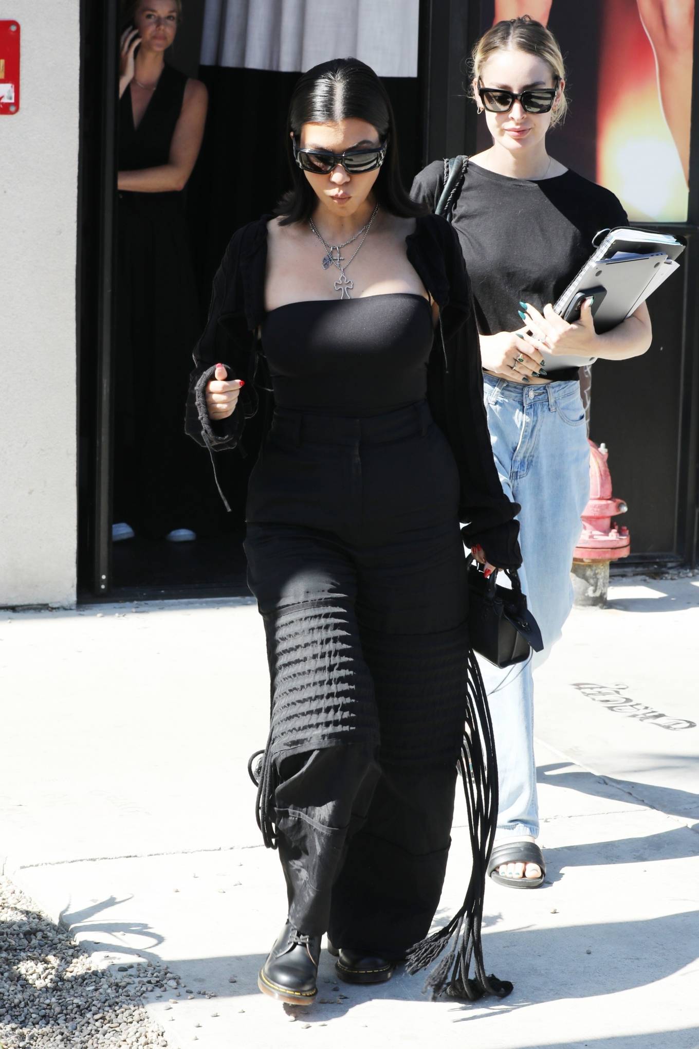 Kourtney Kardashian 2022 : Kourtney Kardashian – In all black at the BooHoo store in West Hollywood-09