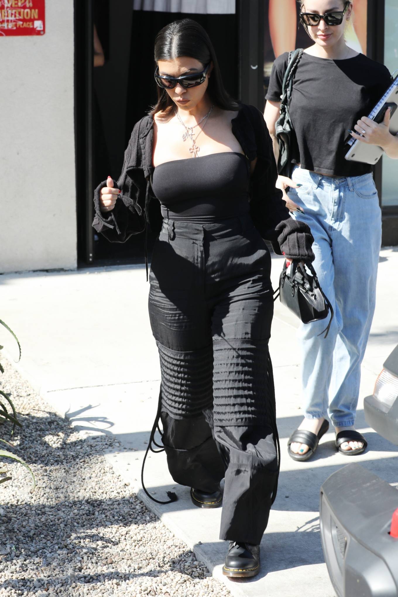 Kourtney Kardashian 2022 : Kourtney Kardashian – In all black at the BooHoo store in West Hollywood-12