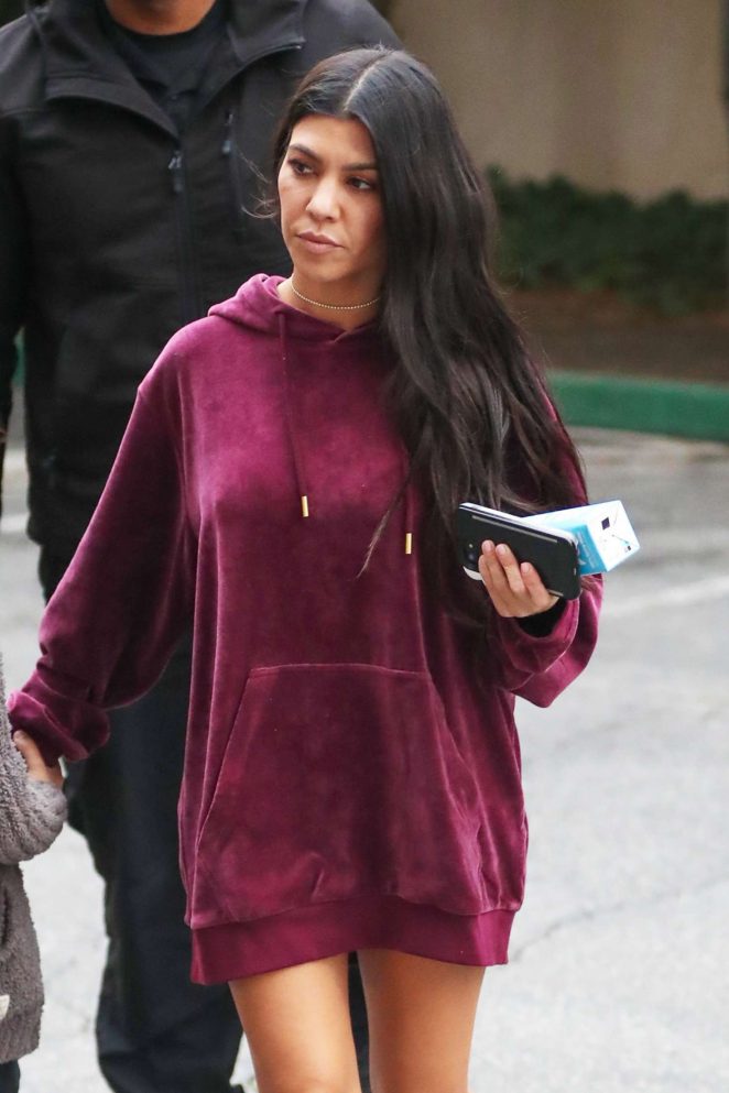 Kourtney Kardashian in an oversized hoodie in Calabasas