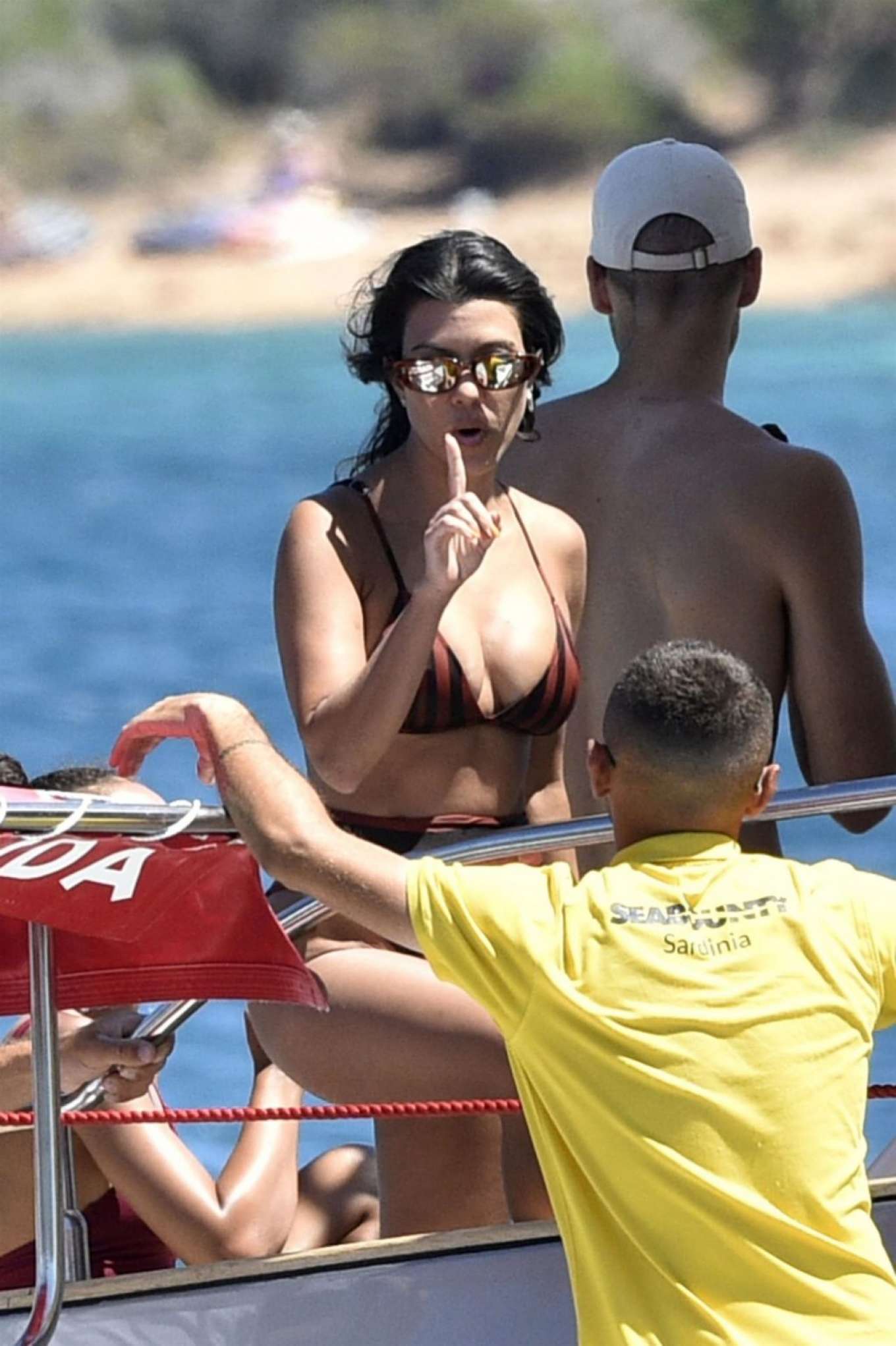 Kourtney Kardashian in Bikini on the yacht in Sardinia