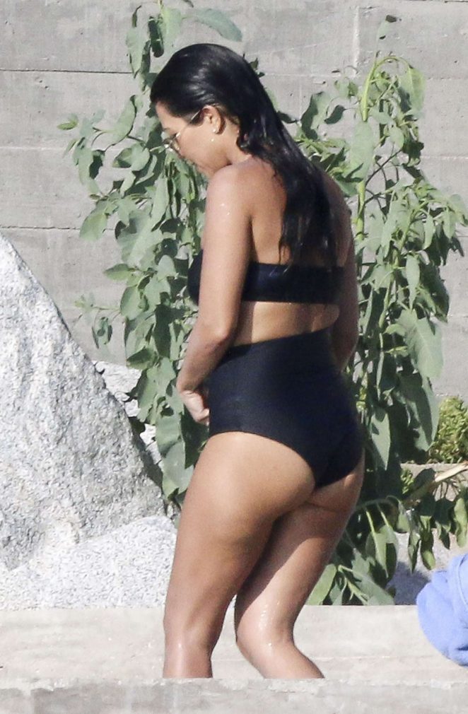 Kourtney Kardashian in Black Bikini in Los Cabos