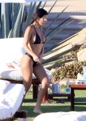 Kourtney Kardashian in Black Bikini on vacation in Mexico