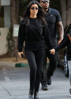 Kourtney Kardashian in Black Outfit - Out in Calabasas