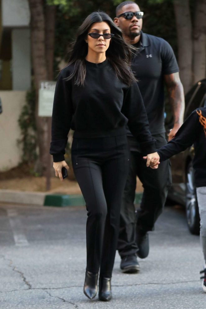 Kourtney Kardashian in Black Outfit - Out in Calabasas