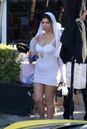 Kourtney Kardashian - With Travis Barker getting married at a Restaurant in Montecito