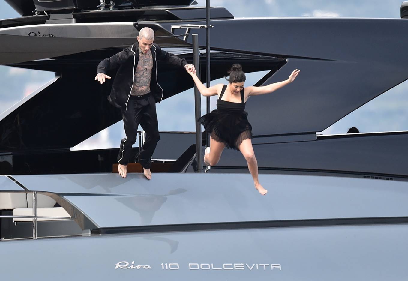 Kourtney Kardashian 2022 : Kourtney Kardashian – With Travis Barker on their boat in Portofino-03