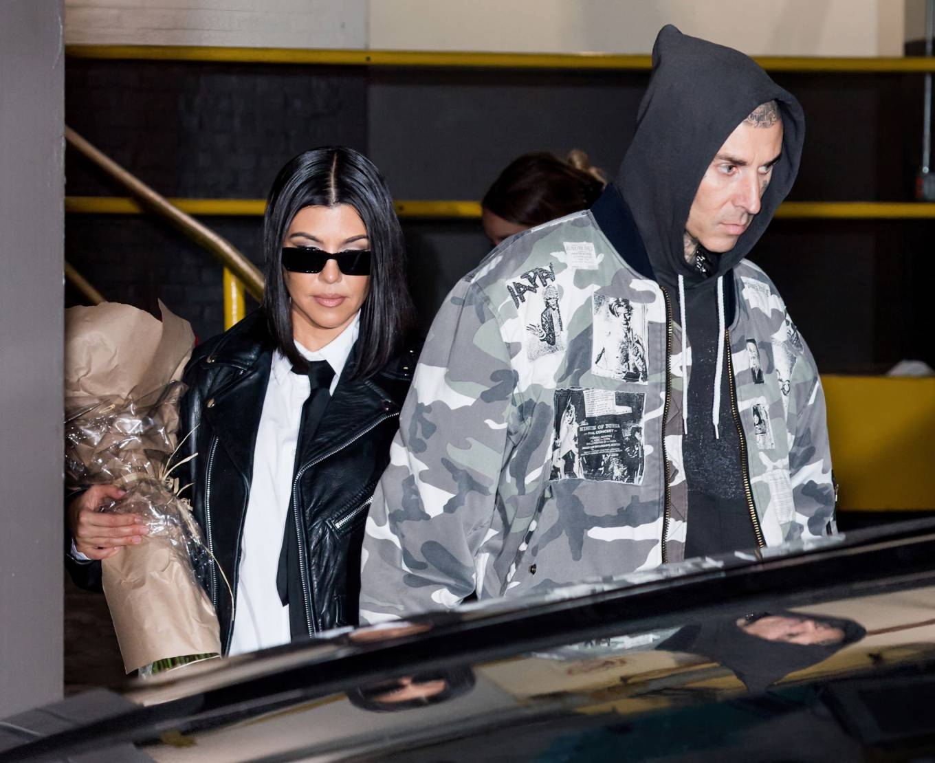 Kourtney Kardashian - With Travis Barker return to their hotel after in NYC