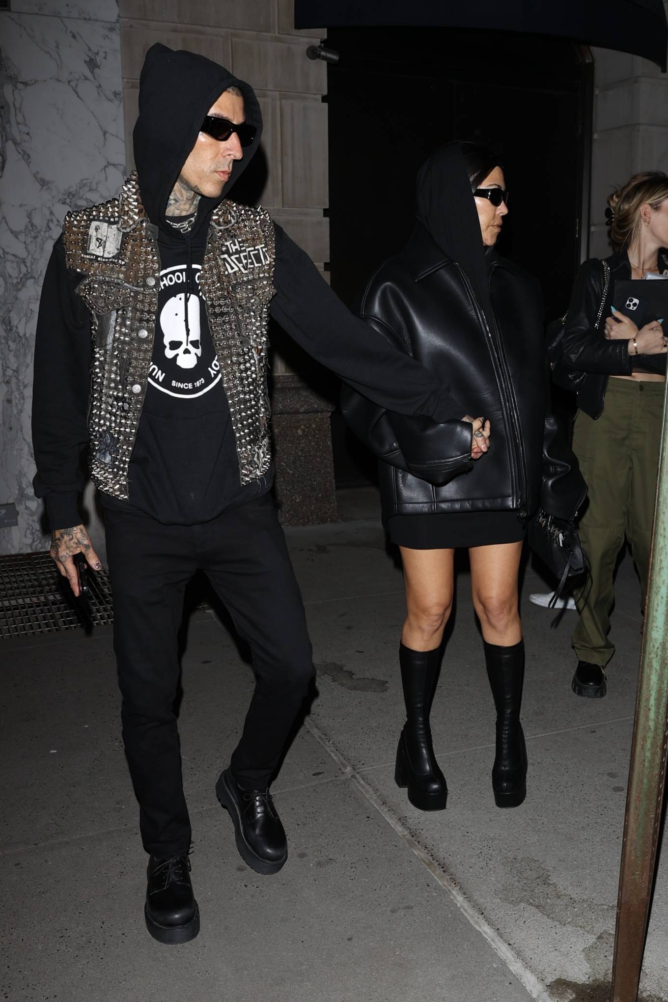 Kourtney Kardashian 2022 : Kourtney Kardashian – With Travis Barker seen while leaving their New York Hotel-07