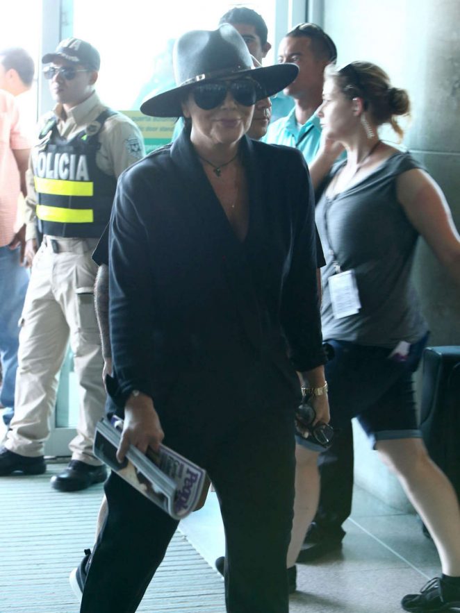 Kris Jenner on a flight in Costa Rica