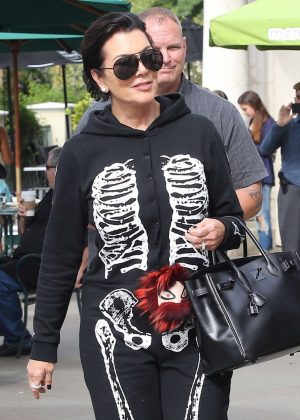 Kris Jenner - Wearing a skeleton costume for Halloween in Calabasas