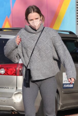 Kristen Bell - In a cozy grey ensemble in Los Angeles