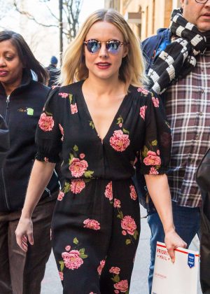 Kristen Bell in Floral Dress out in New York