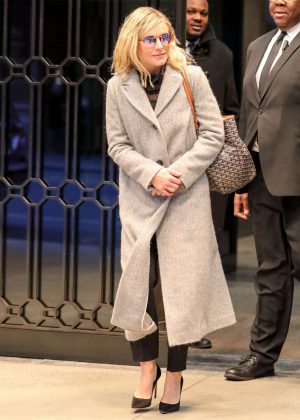 Kristen Bell in Long Coat Out in New York