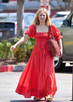 Kristen Bell in Red Dress - Shopping in Los Angeles