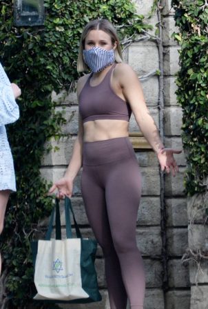 Kristen Bell in Tights and Sports Bra - Out in Los Feliz