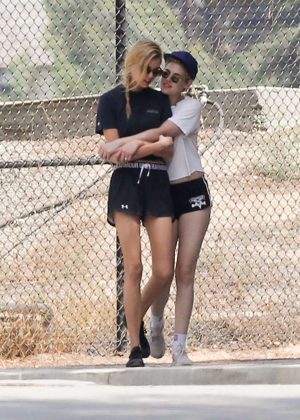 Kristen Stewart and Stella Maxwell in Shorts out in Los Angeles