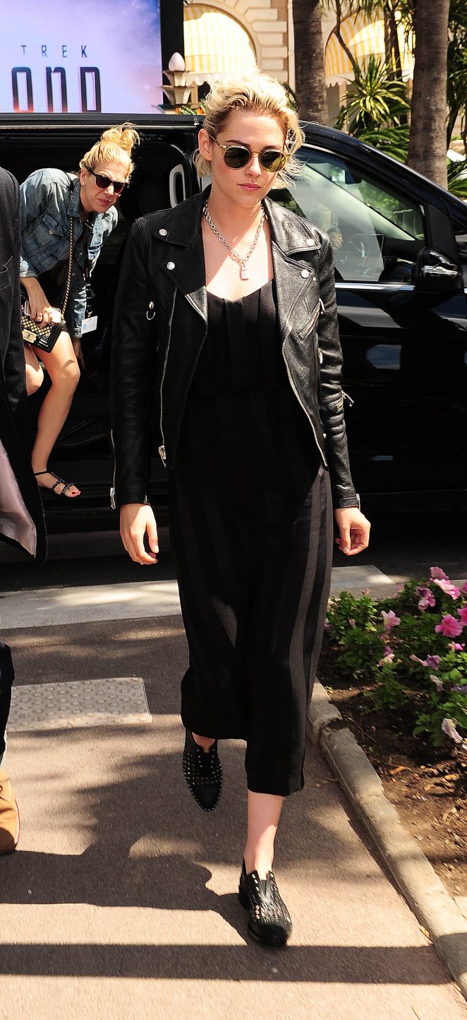 Kristen Stewart in Black Dress out in Cannes