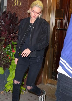 Kristen Stewart in Black Jeans out in New York
