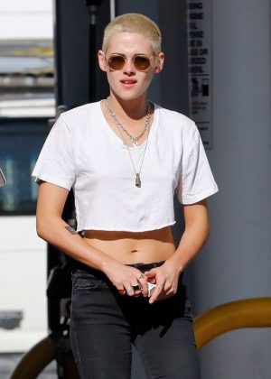 Kristen Stewart in Black Ripped Jeans out in New Orleans
