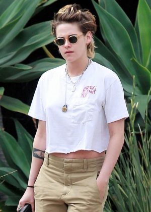 Kristen Stewart in Brown Pants - Leaving a friends house in Los Angeles